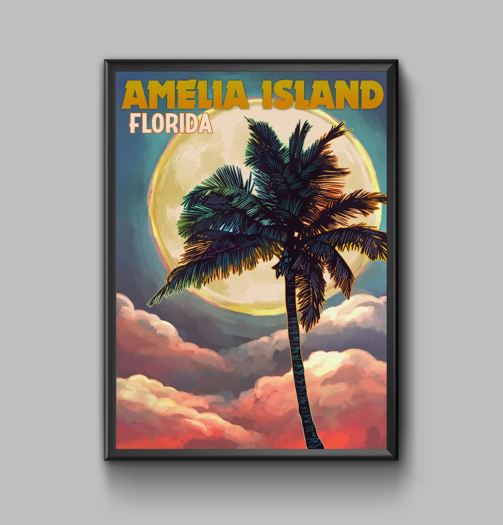 Amelia Island Florida vintage travel poster, digital downloa Inspire