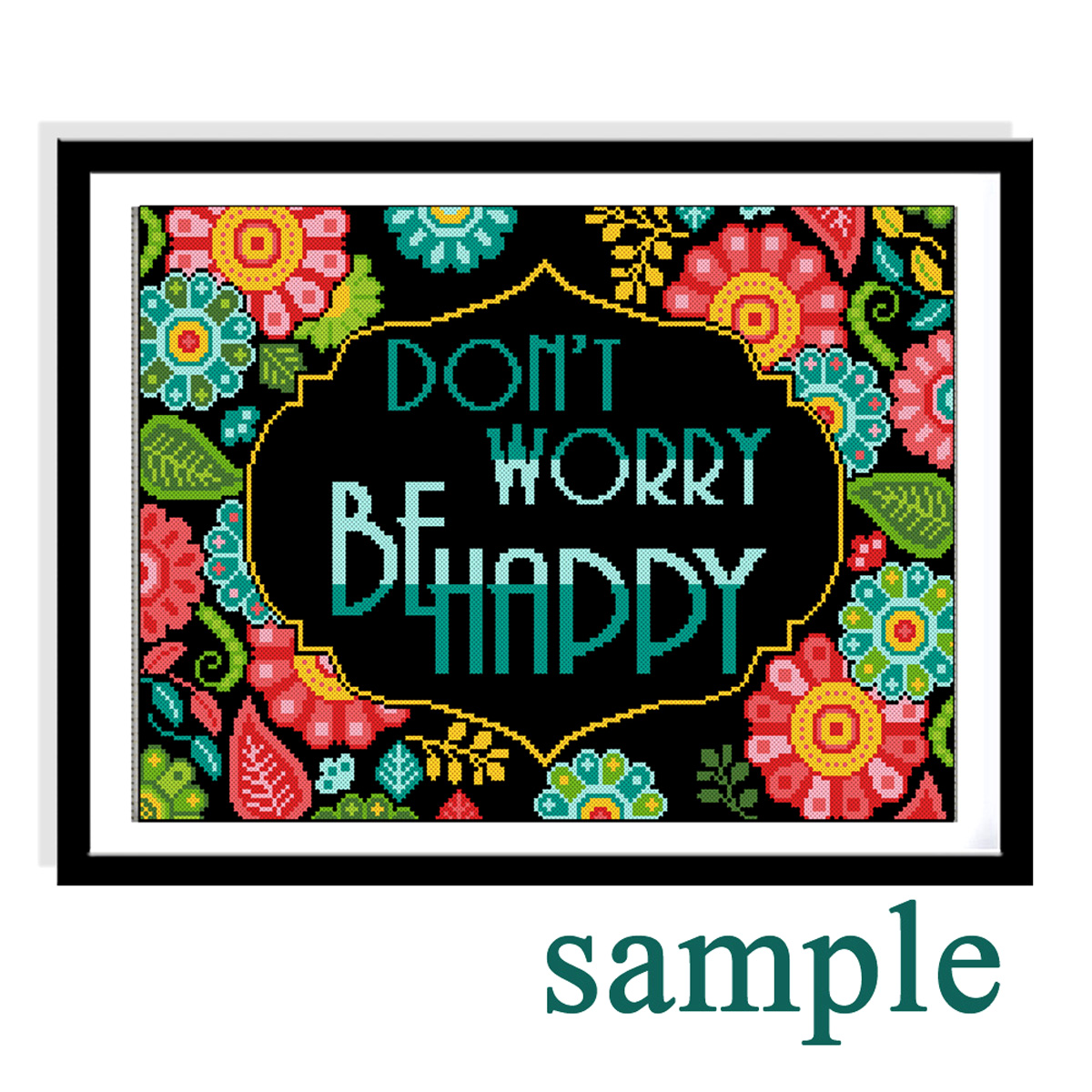 Traditional cross stitch pattern. Flower frame cross stitch. Inspire