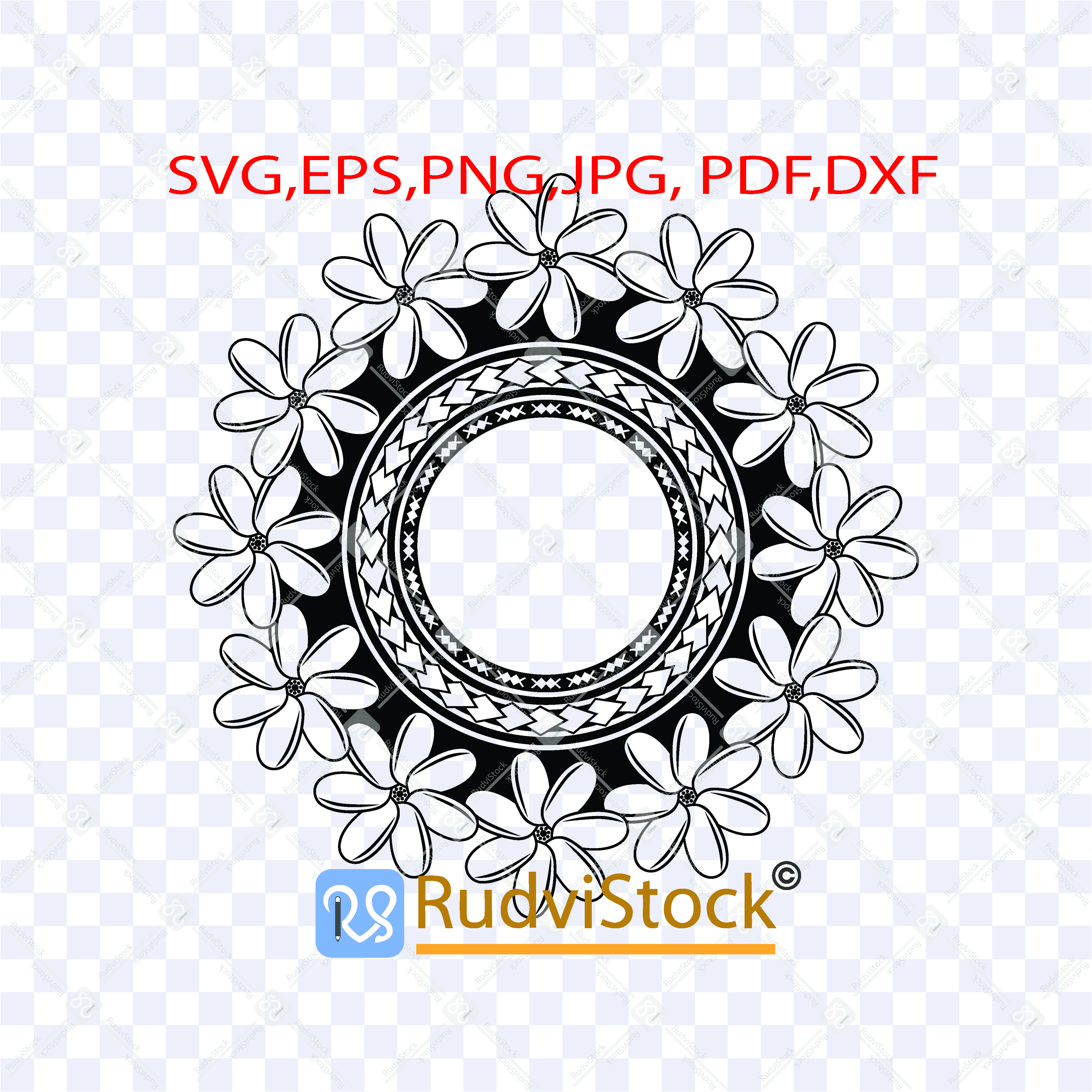 Polynesian Svg Flowers Circle Frame - Inspire Uplift