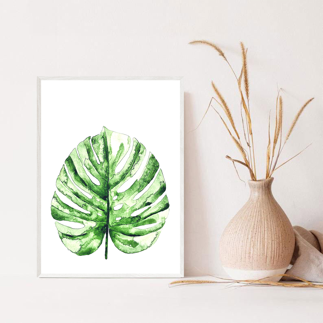Monstera Leaves Art Print, Watercolor painting printable, Be - Inspire ...
