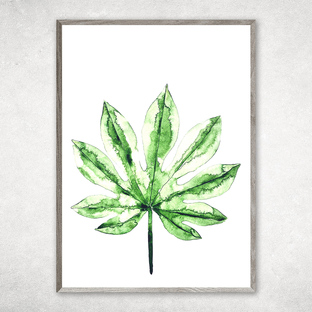 Green Leaves Wall Pictures, Watercolor painting printable, B Inspire