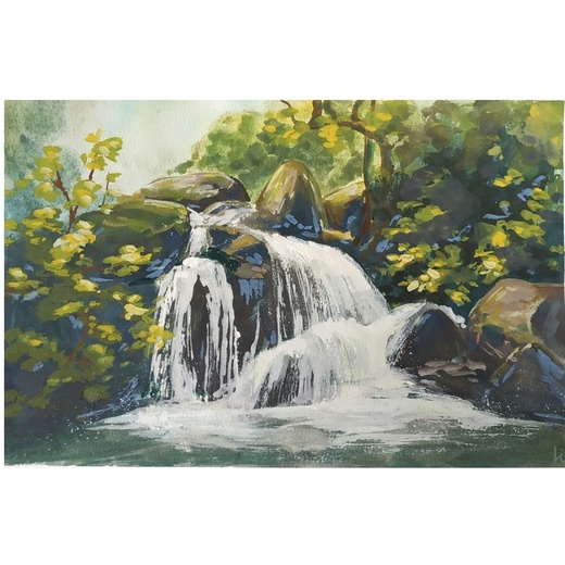 Waterfall Painting Original Artwork Sea Art Hawaii Wall Art Inspire Uplift