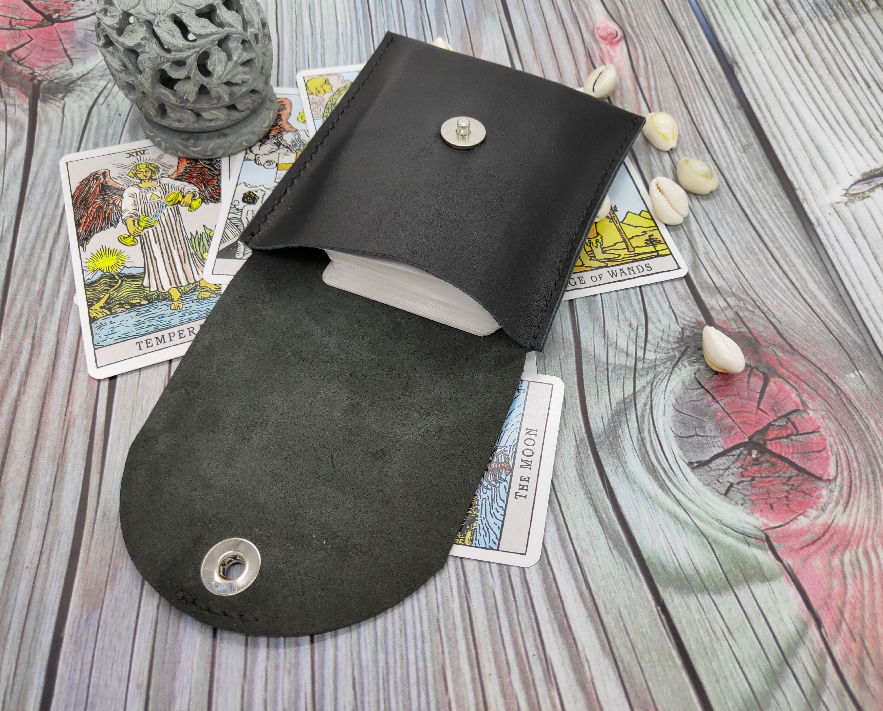 Medium Tarot Leather Case, Tarot Card Bag, Leather Tarot Car Inspire