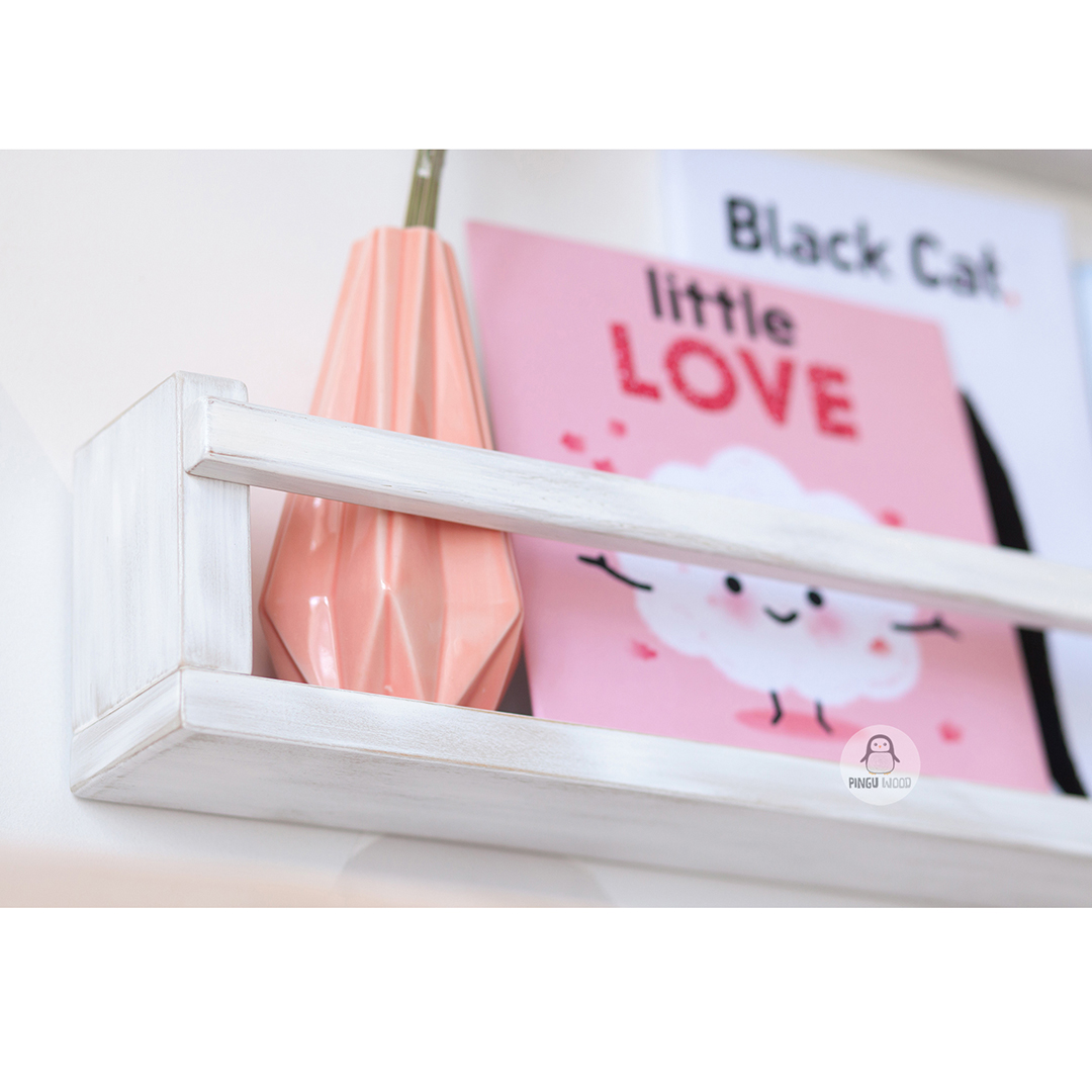 Set of 2 Rustic Floating Book Shelves from Natural Wood, Kid Inspire