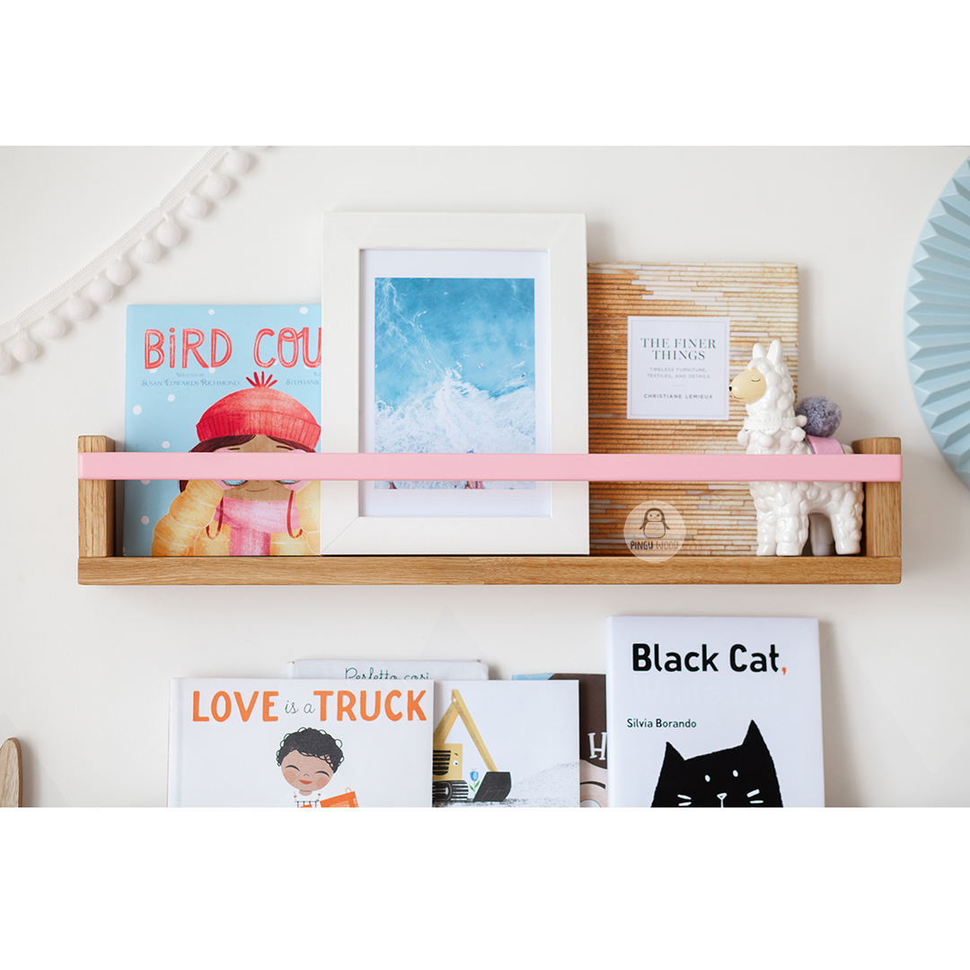 Set of 2 Floating Bookshelves for Nursery Made of Natural Wo Inspire