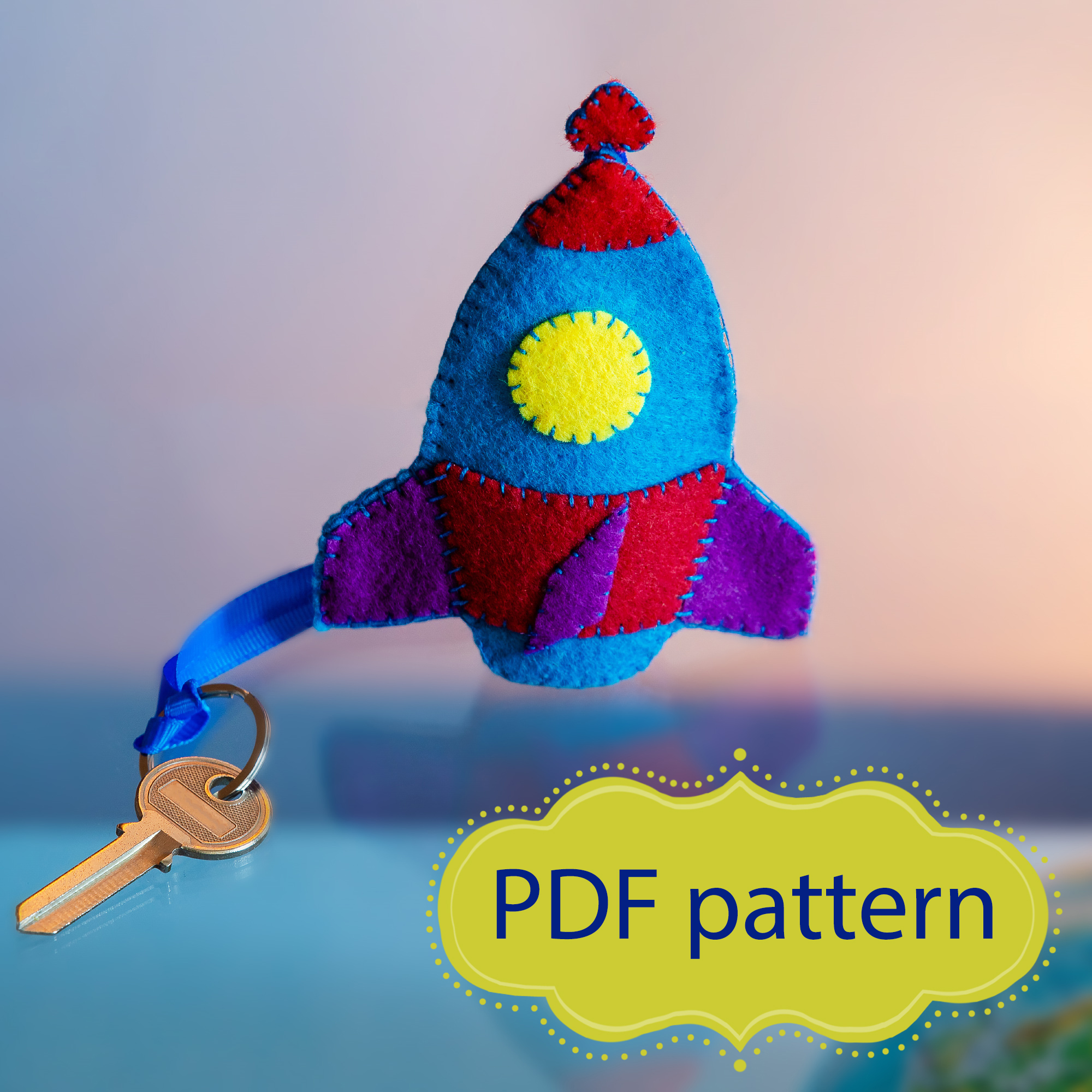PDF Pattern, space rocket, kids keys holder, keychain patter Inspire