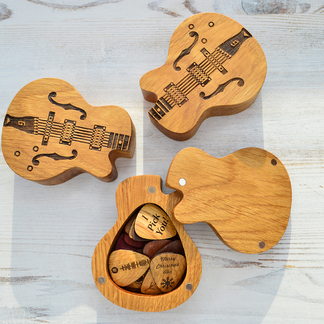 Guitar Pick Box, Personalized Guitar Pick Holder, Wooden Gui Inspire