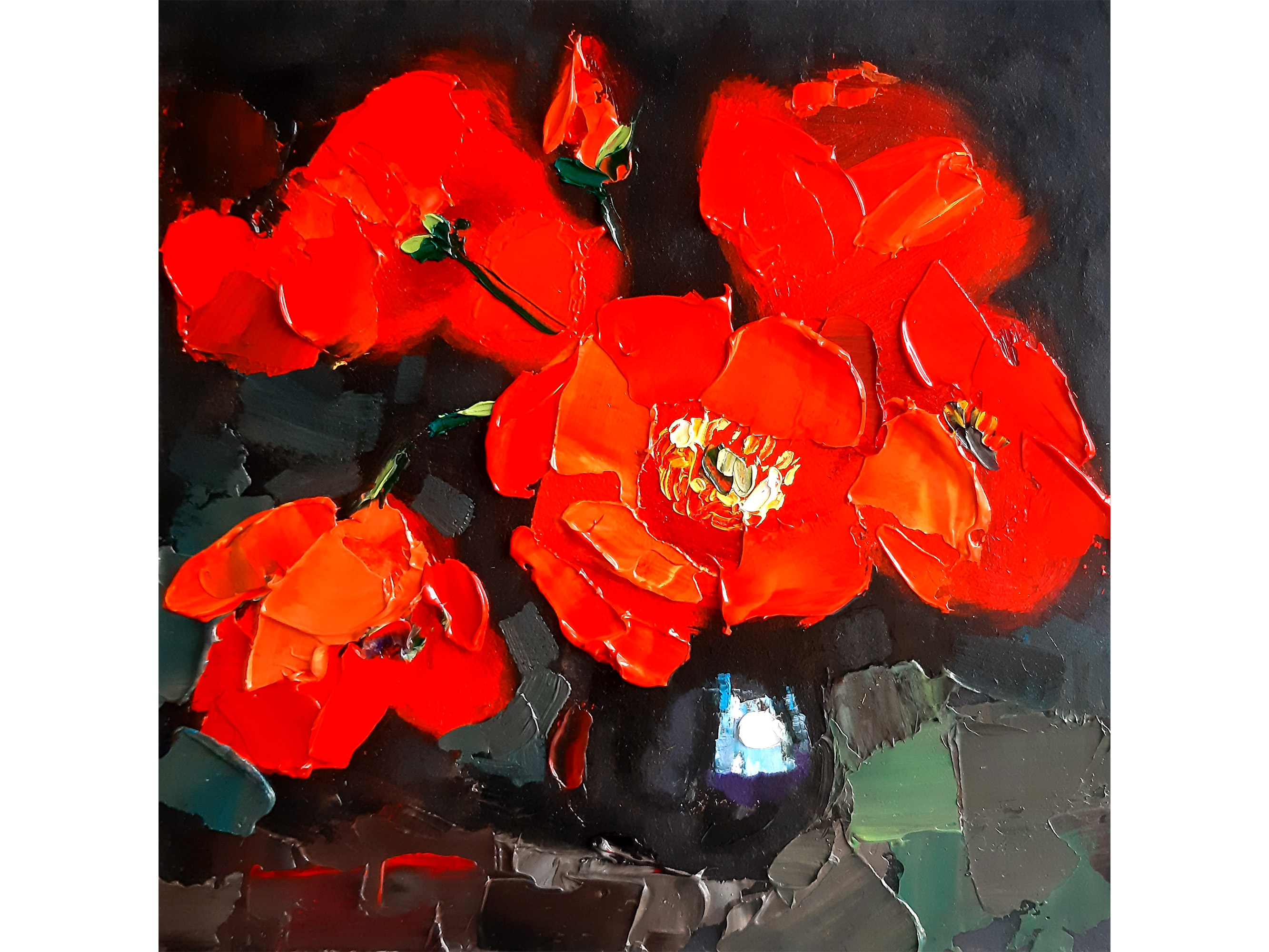 Poppy Painting Flower Original Art Still Life Artwork Floral Inspire