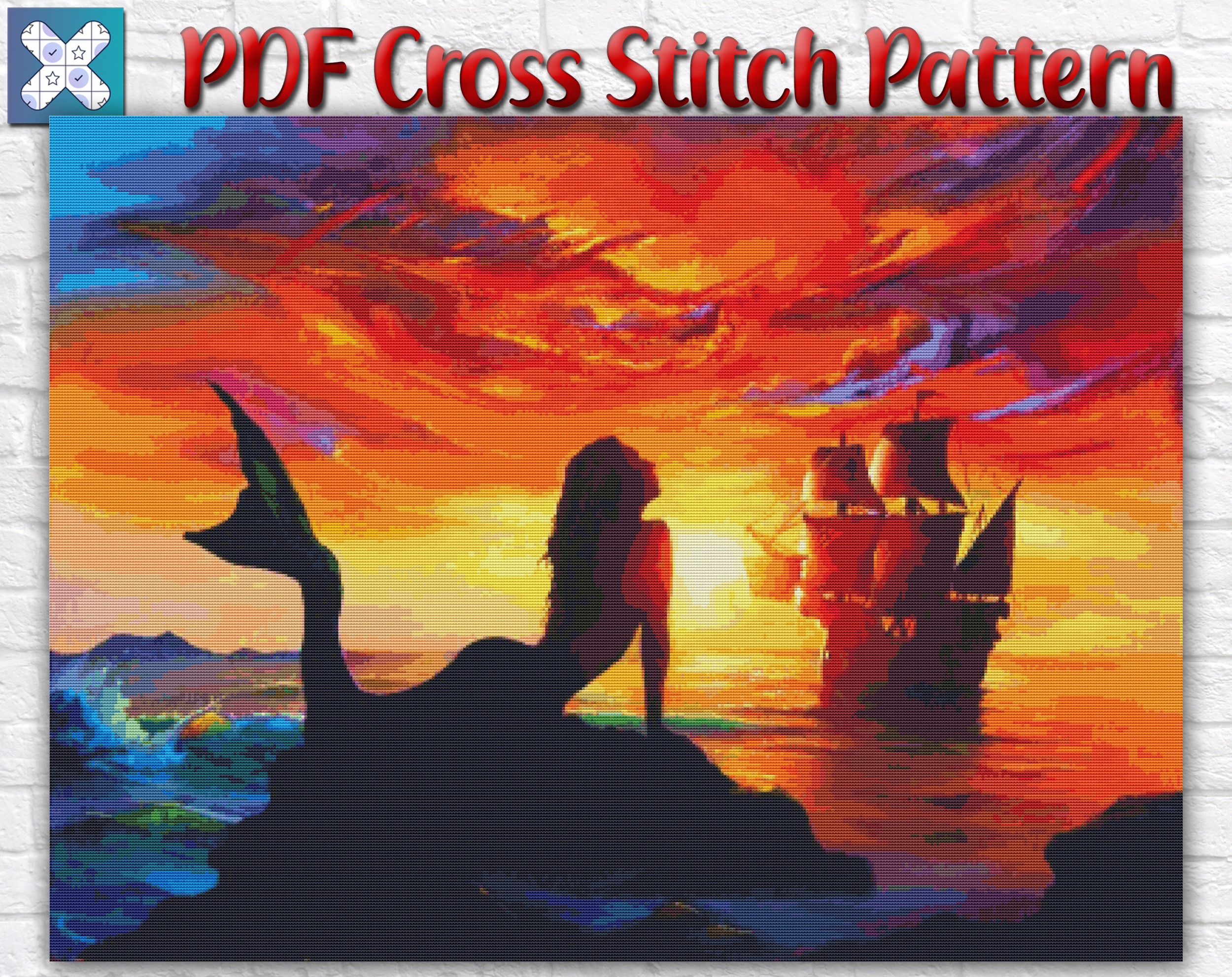 Mermaid Cross Stitch Pattern / Mermaid Cross Stitch Chart / Inspire