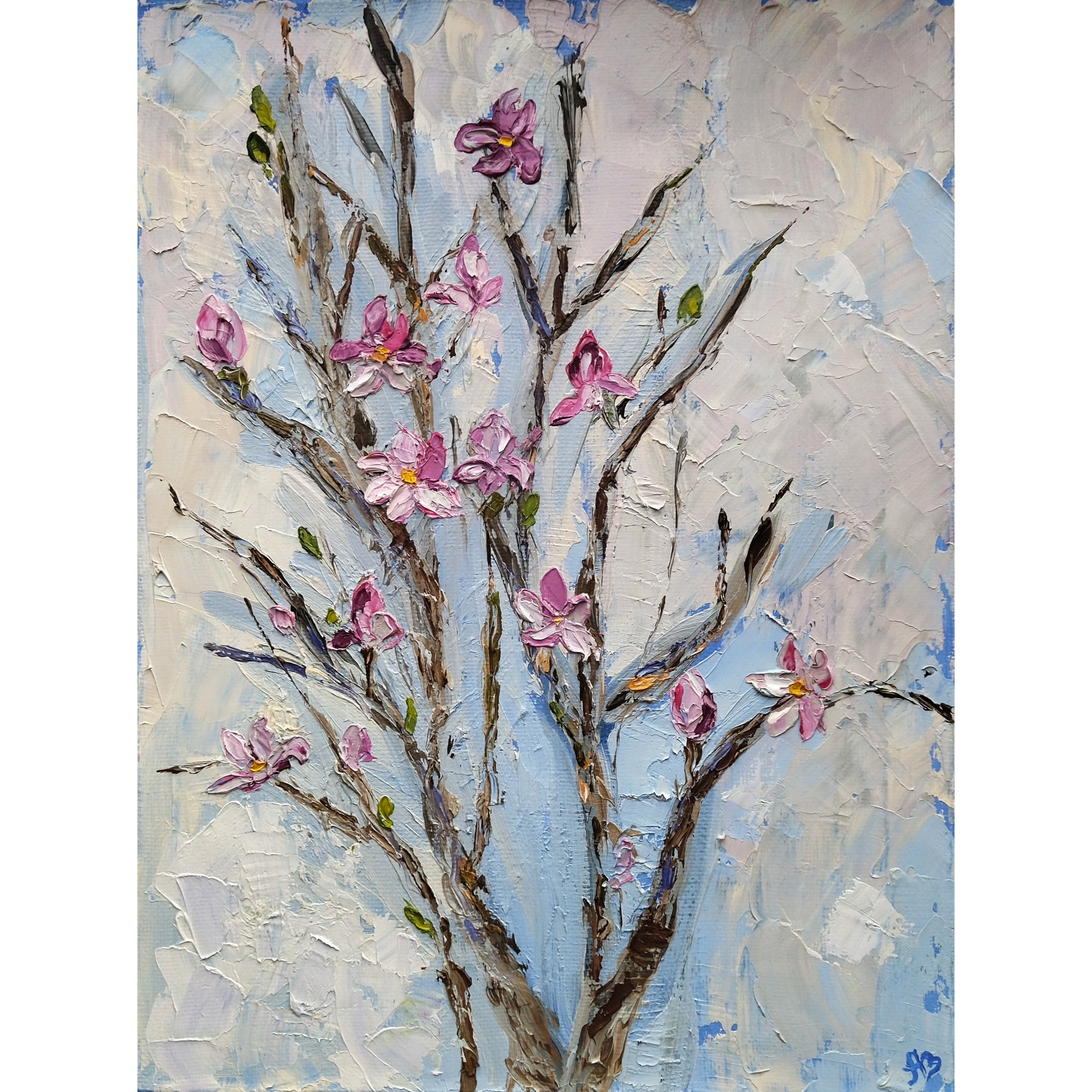 Magnolia Branches Original Oil Painting Flowers Abstract Imp | Inspire ...