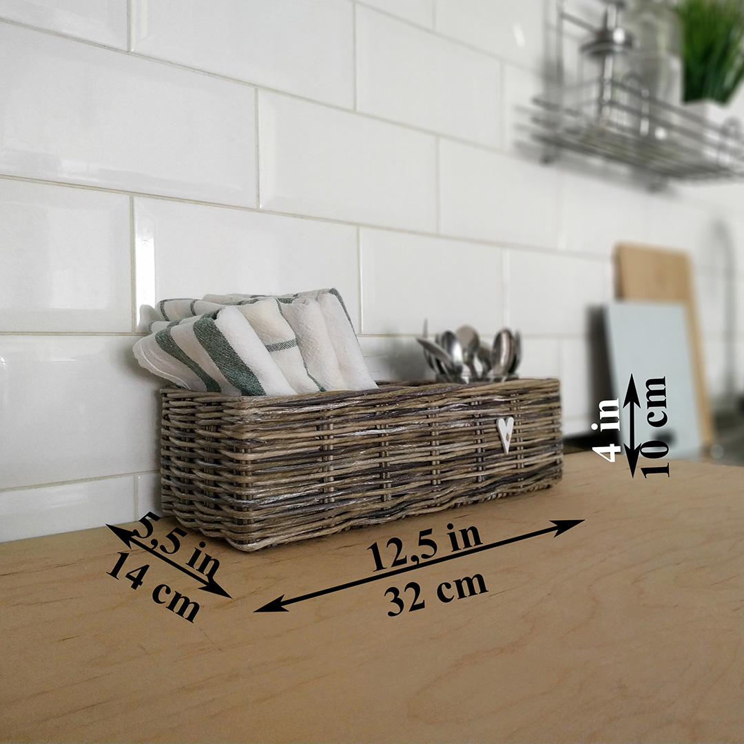 Wicker basket for towel. Bathroom basket. Rectangular narrow - Inspire ...