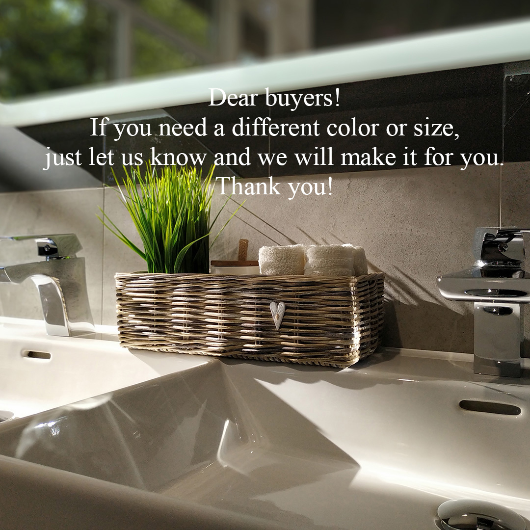 Wicker basket for towel. Bathroom basket. Rectangular narrow - Inspire ...