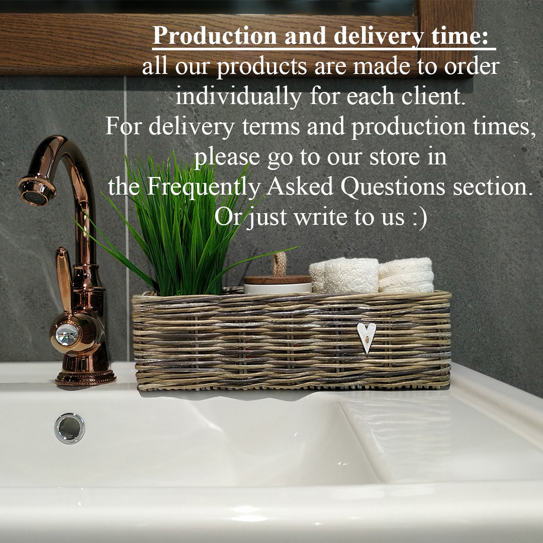 Wicker basket for towel. Bathroom basket. Rectangular narrow - Inspire ...