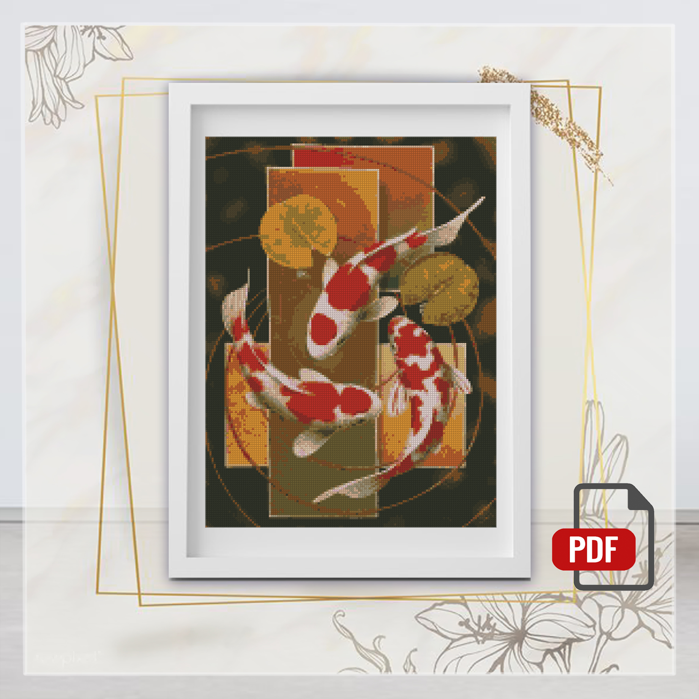 Cross stitch koi pattern Japanese Fish Carp Koi, Cross Stitc Inspire Uplift