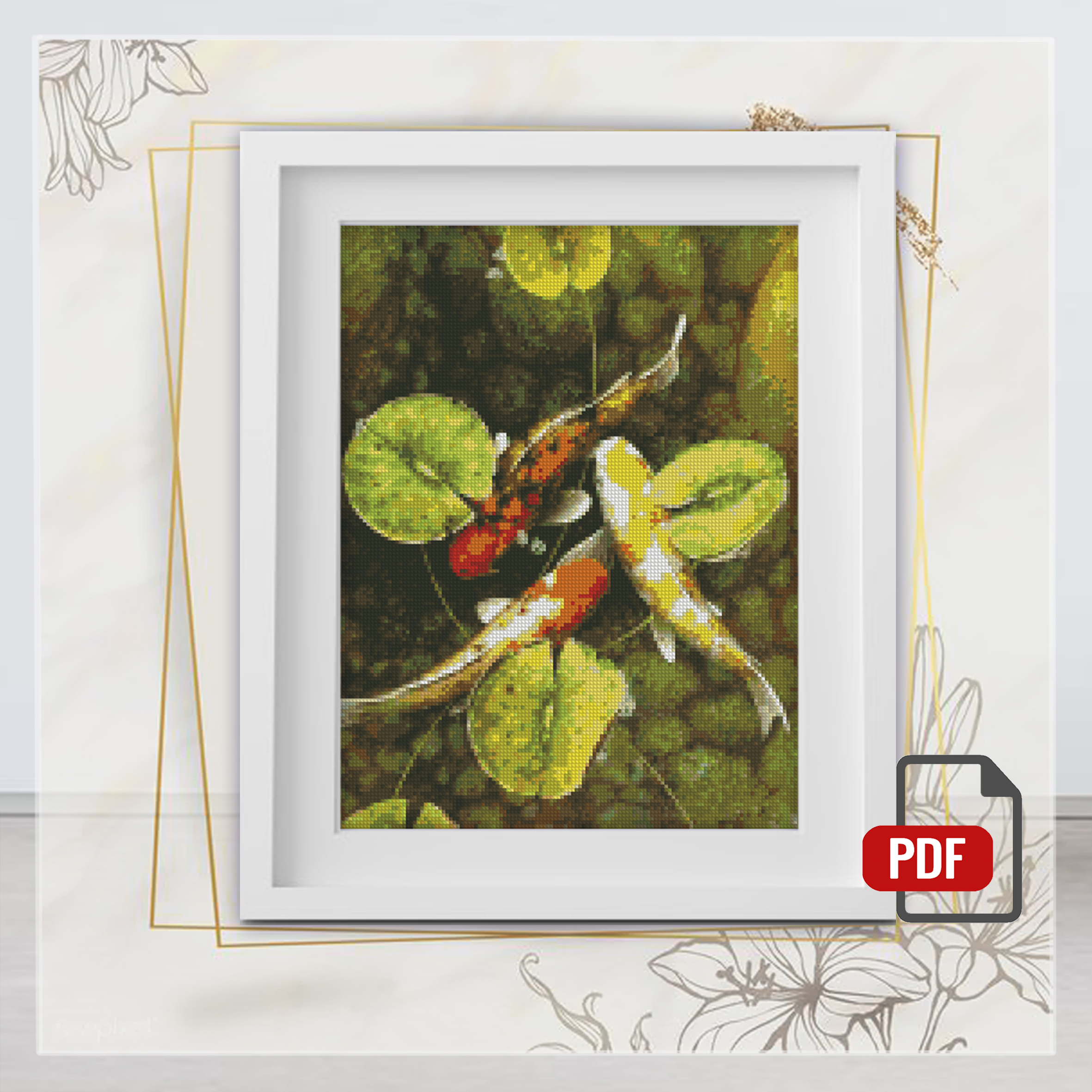 Koi Cross Stitch Pattern Koi, Pattern Japanese Fish, Carp Ko Inspire Uplift