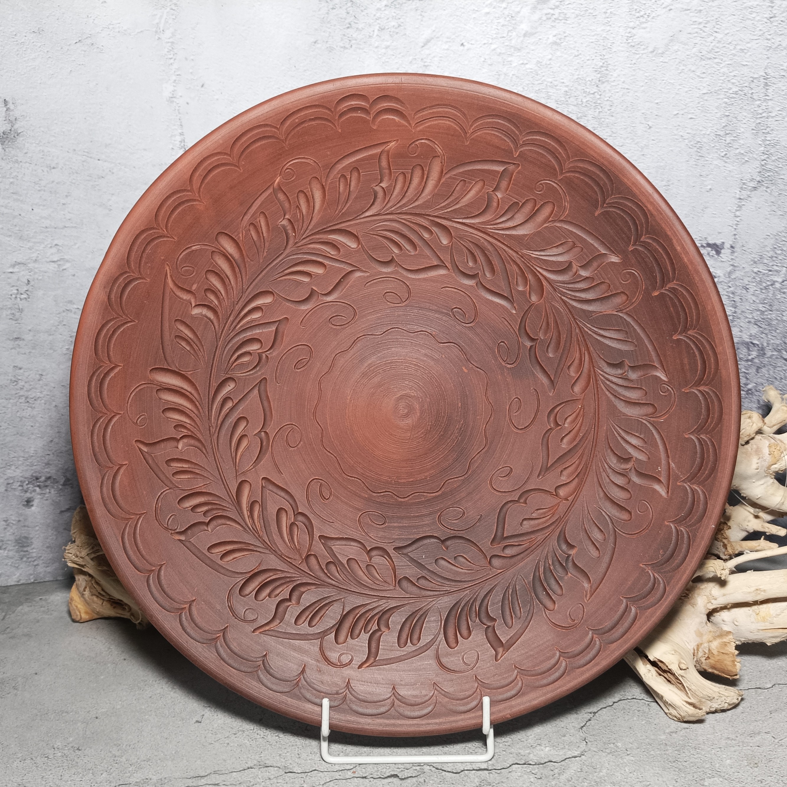 Handmade pottery plate diameter14.56 inch made of red clay Inspire Uplift