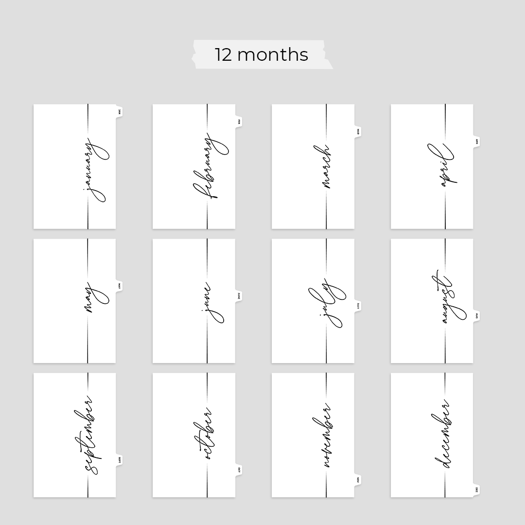 A5 Dividers Monthly Dividers - Inspire Uplift
