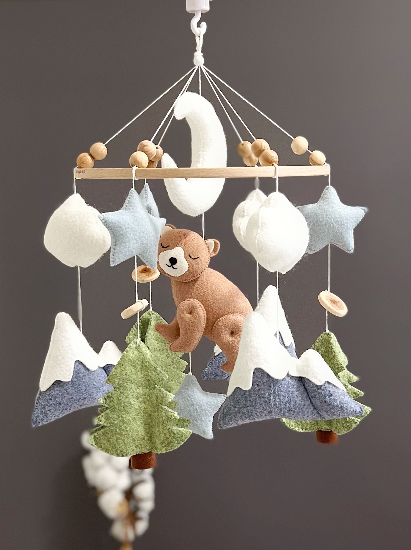 Nursery mobile crib Woodland mobile animals Baby mobile bear - Inspire ...