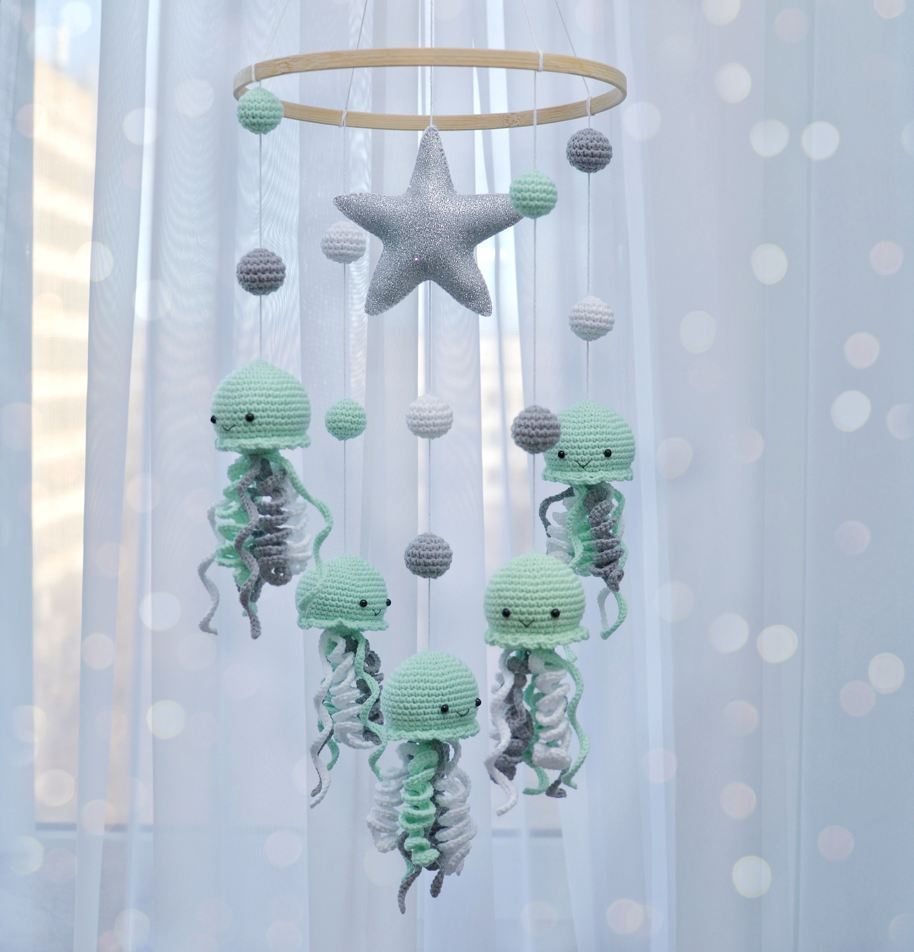 Jellyfish,marine mobile,ocean mobile,new baby gift,under the sea baby  mobile,neutral baby