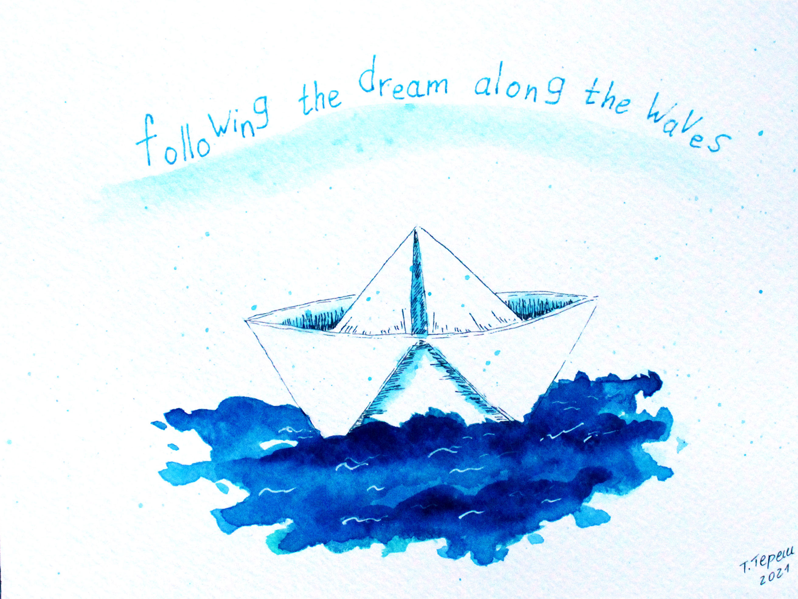 Boat Painting Ship Original Watercolor Art Wave Artwork Trav Inspire Uplift