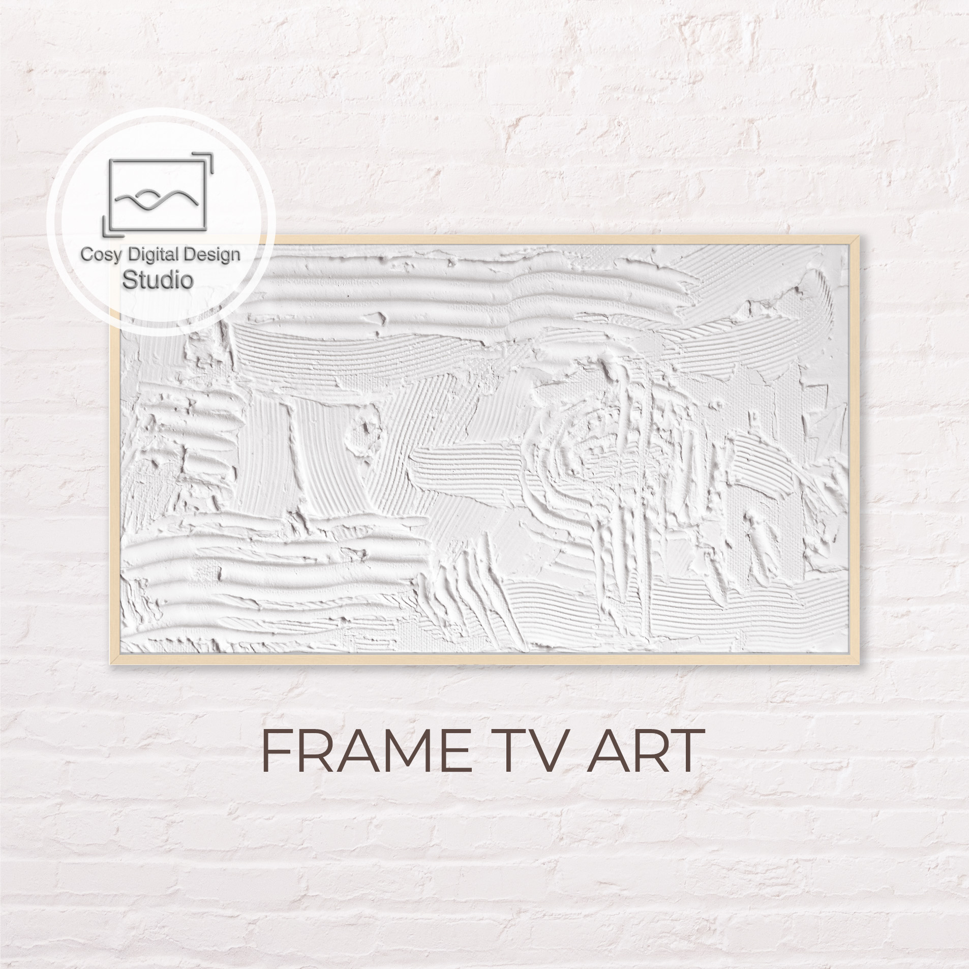 Samsung Frame TV Art Abstract Modern White Texture Paint A Inspire