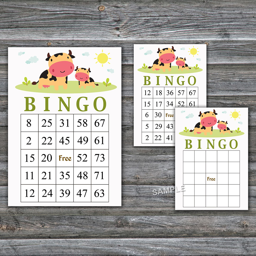 Cow Bingo Cards Farm Bingo Game Cow Printable Bingo Cards 60 Inspire