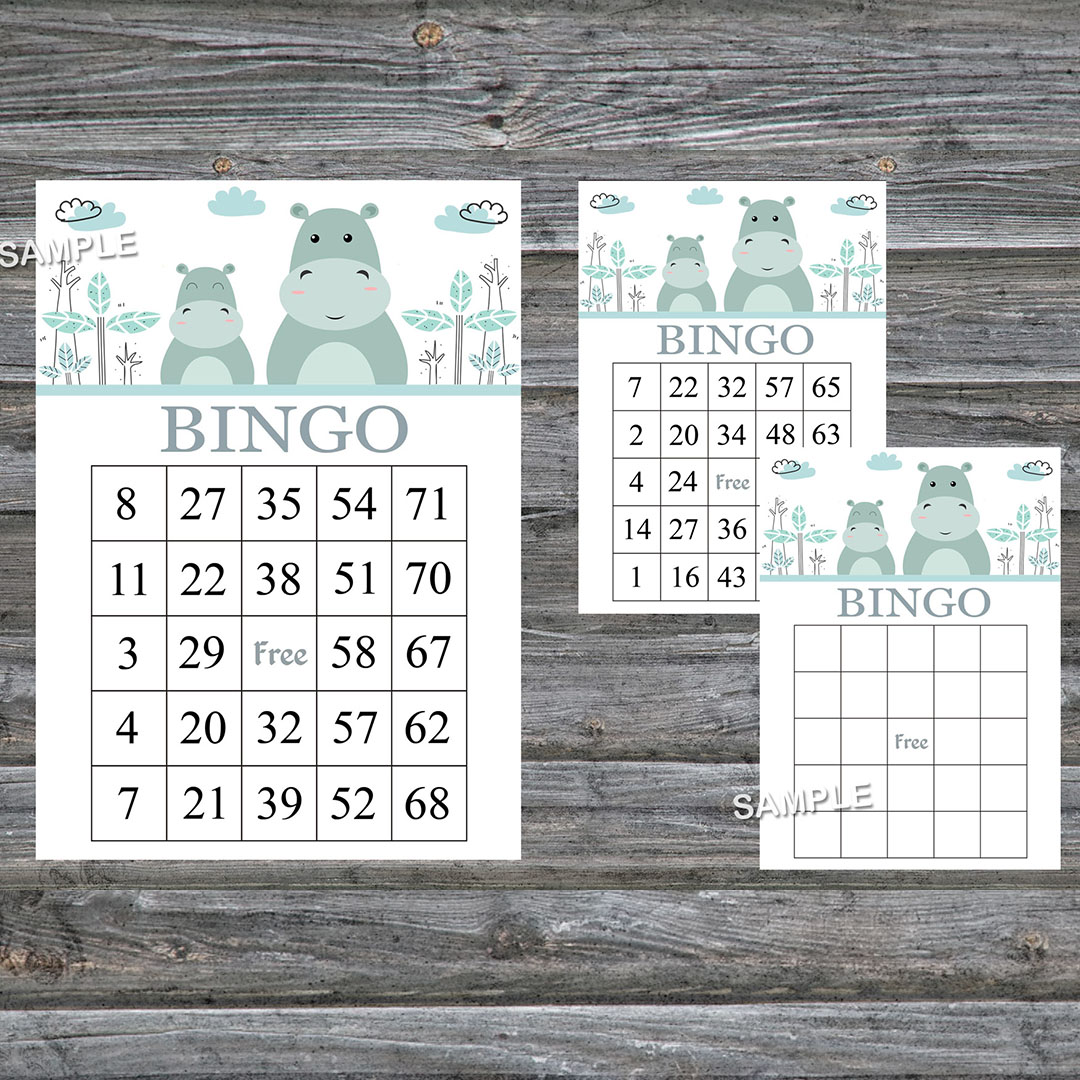 thumbnail image 2 of Hadley Designs 25 Blue Elephant Bingo Game Cards For Boy Baby Shower, Bulk Blank Bingo Squares, Pl 25 Pack Of Baby Feet Game Chips, Funny Baby Party Ideas, Cute Kids Animal 2 of 14