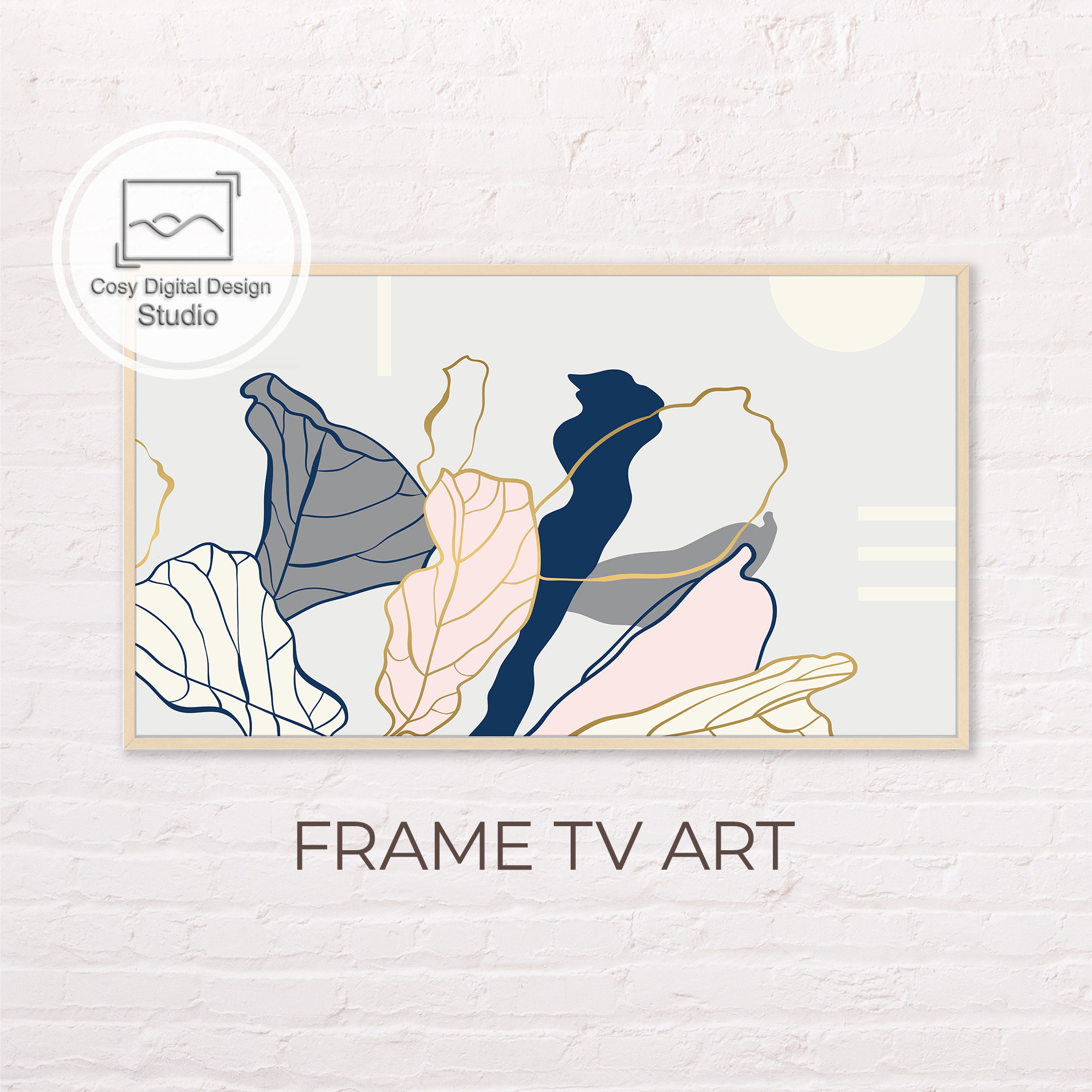 Samsung Frame Tv Art 4K Abstract Black And Gold Flower Leaves Art For The Frame Tv Digital