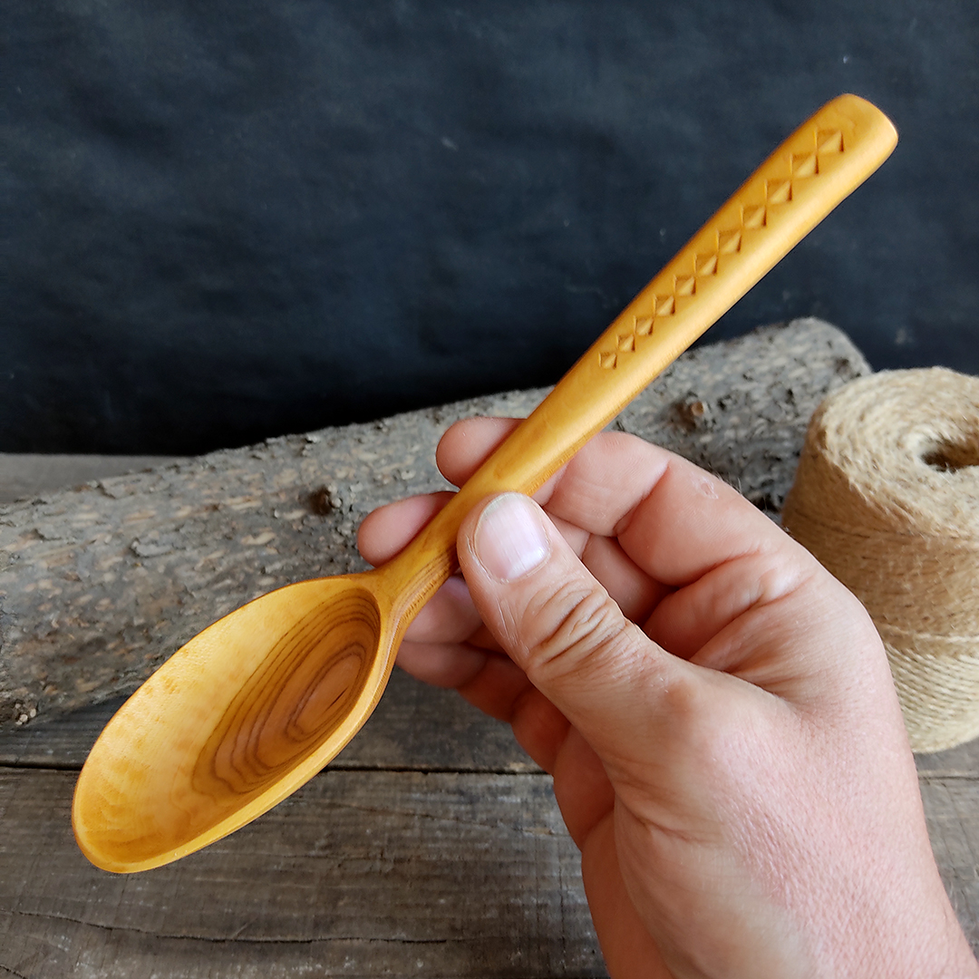 Handmade wooden cooking or serving spoon from apricot wood Inspire Uplift