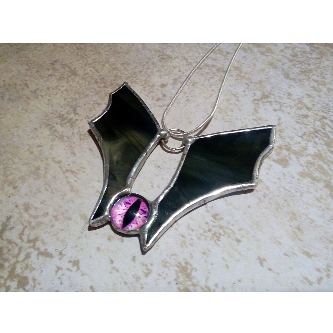 Glass BLACK BAT wings pendant. Halloween fairy bat wings. - Inspire Uplift