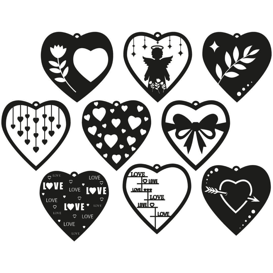 SVG heart earrings set, Valentine earrings svg pattern - Inspire Uplift