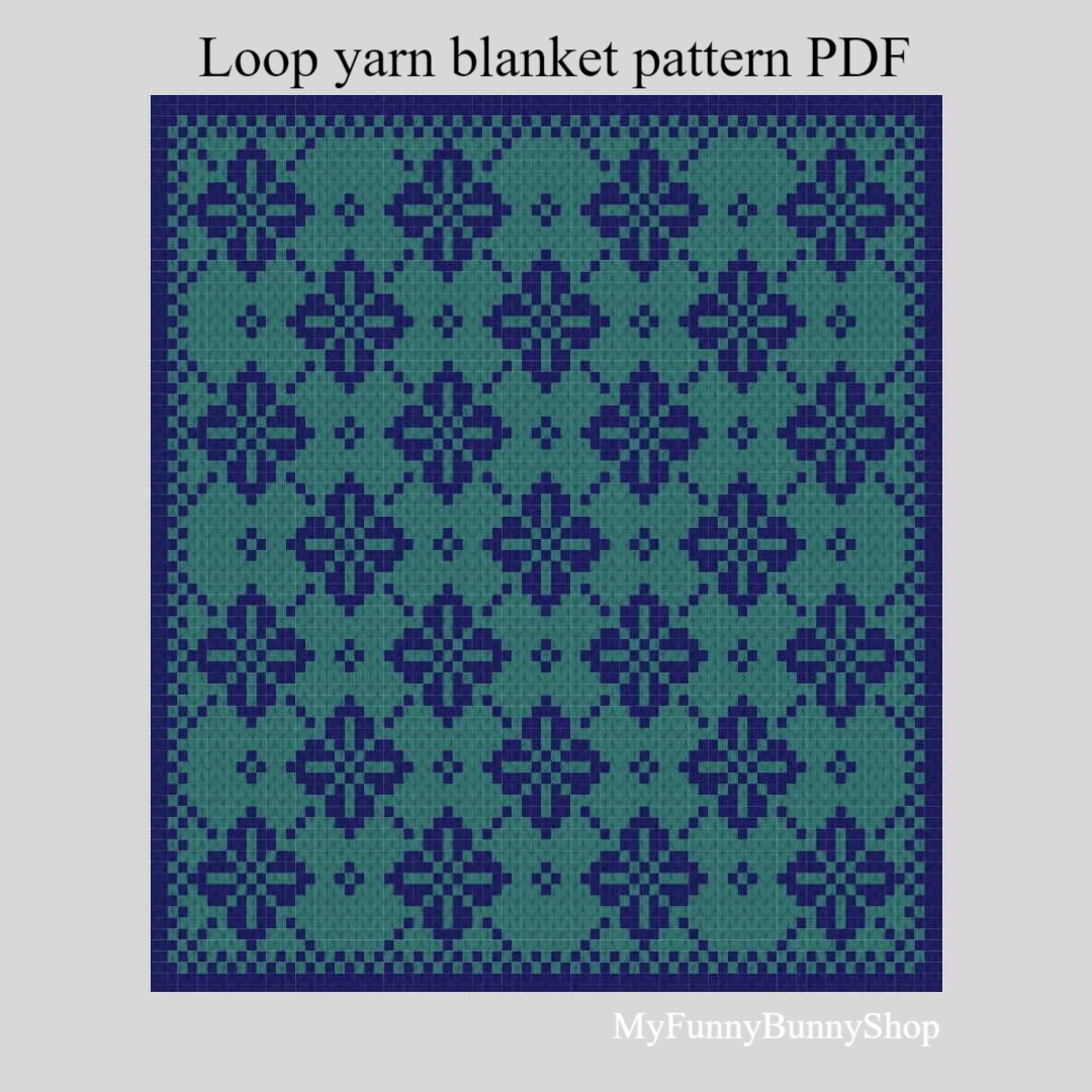 Loop yarn Rhombus Flowers blanket pattern PDF | Inspire Uplift
