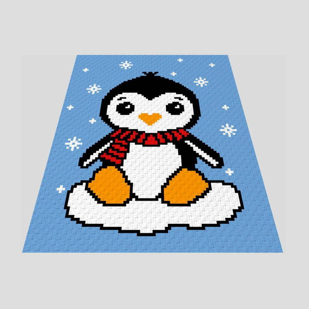 Crochet C2C Penguin baby blanket pattern PDF Inspire Uplift