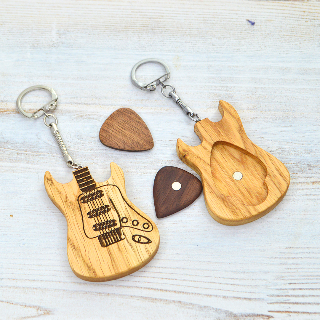 Keychain Guitar with Pick, Personalized Guitar Gift for Guit Inspire