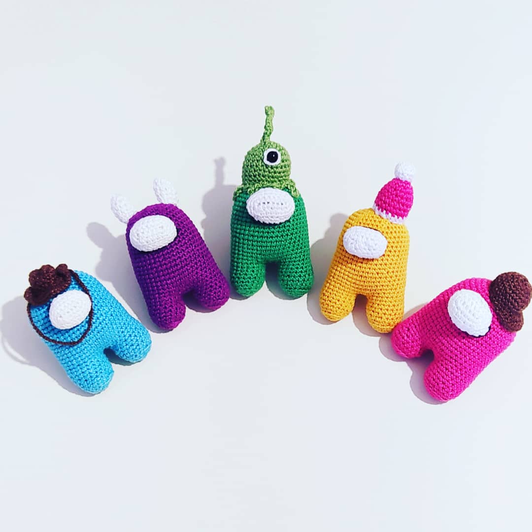 Plush Amigurumi Among Us , Crochet Stuffed Among Us Set Inspire Uplift