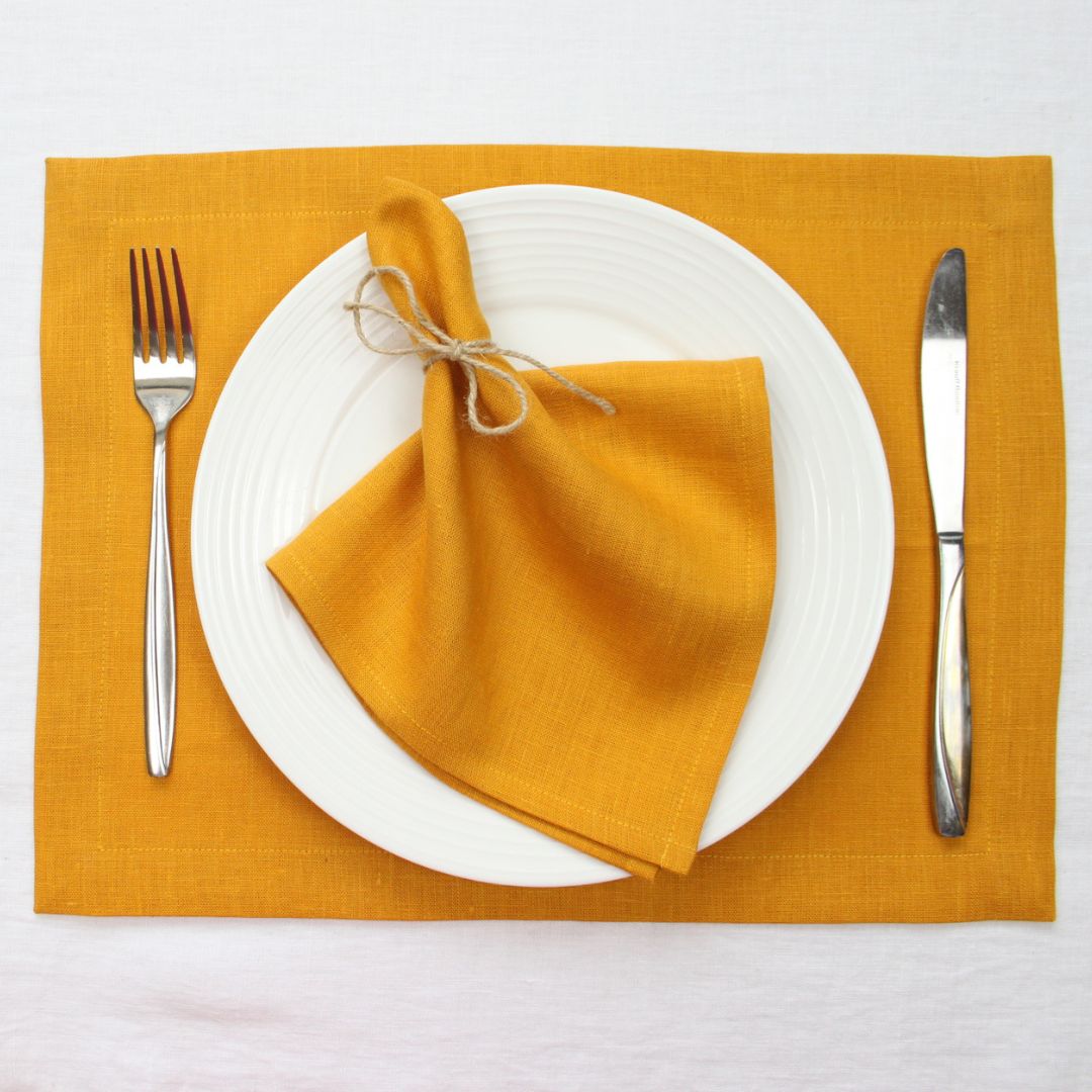 Grey linen placemats set / custom cloth placemats / fabric m Inspire