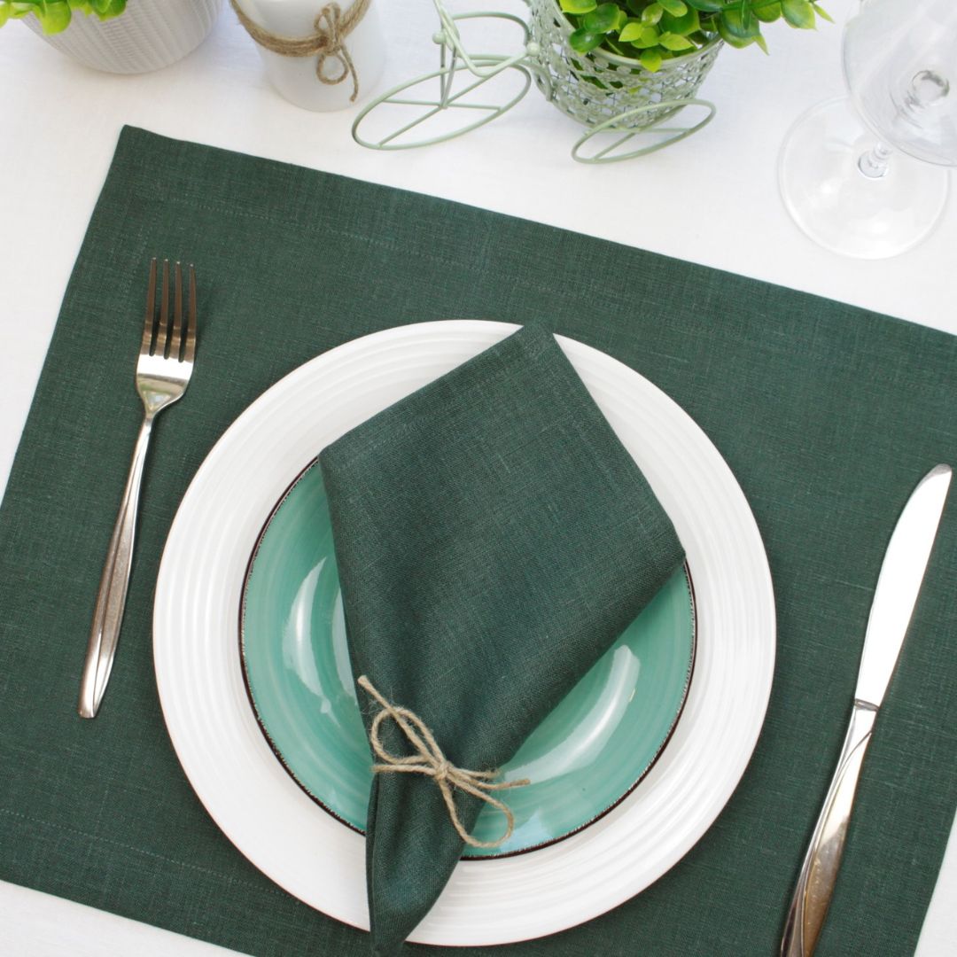 Sage green linen placemats set / custom cloth placemats / fa Inspire