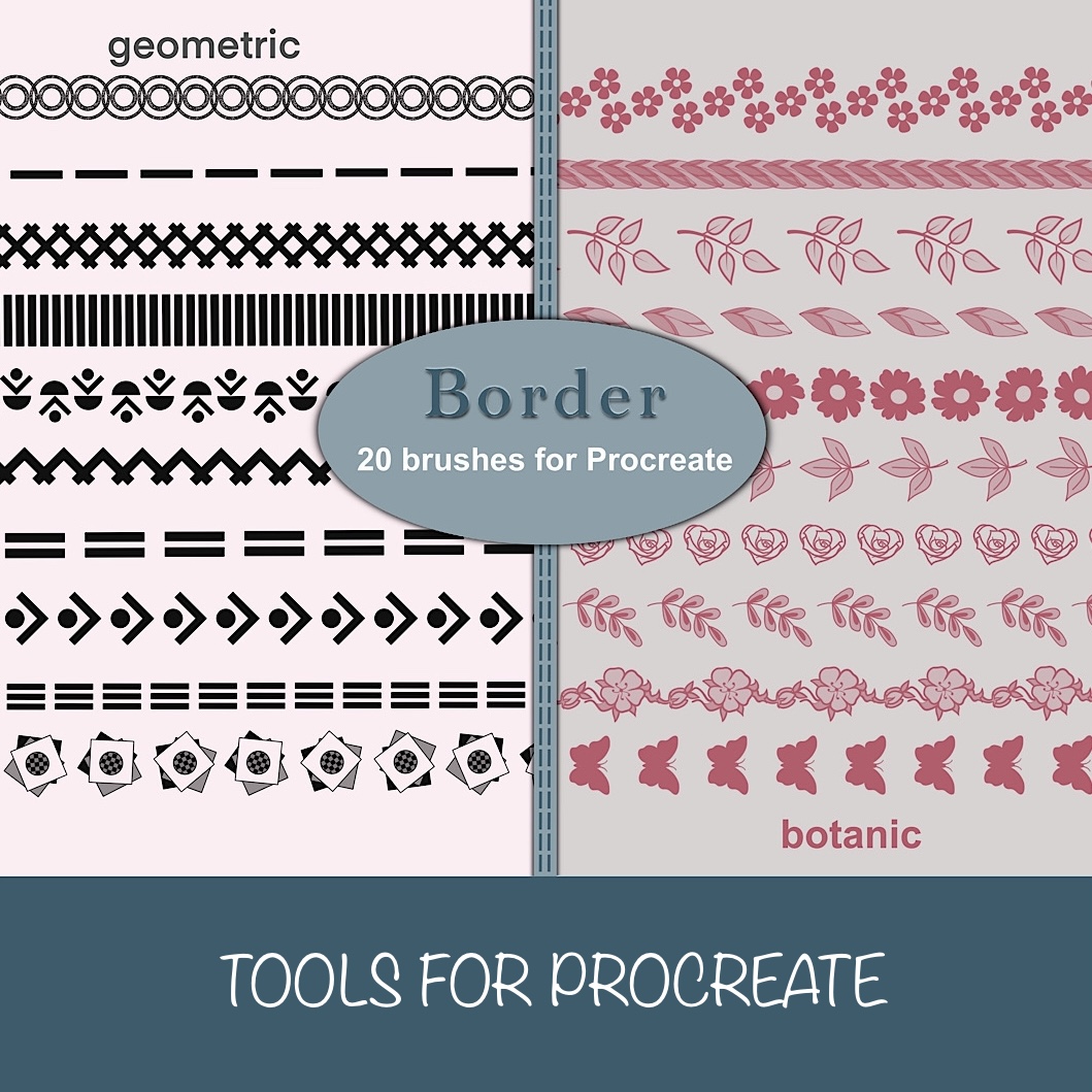 Procreate border brushes, botanic lines brushes, geometric l Inspire Uplift