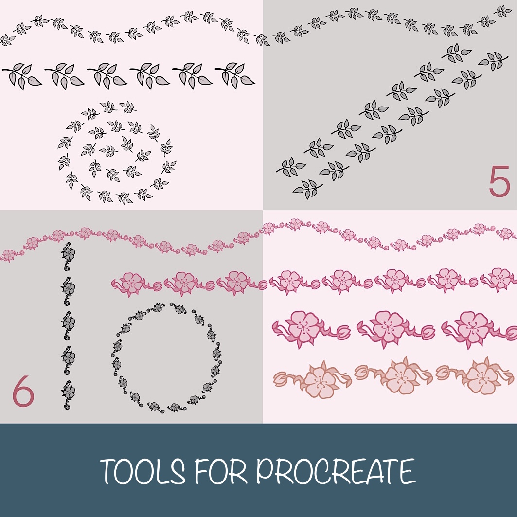 Procreate border brushes, botanic lines brushes, geometric l Inspire Uplift