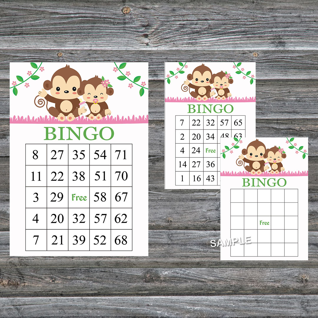 Baby Monkey bingo cards,Baby Monkey bingo game,Monkey printa Inspire