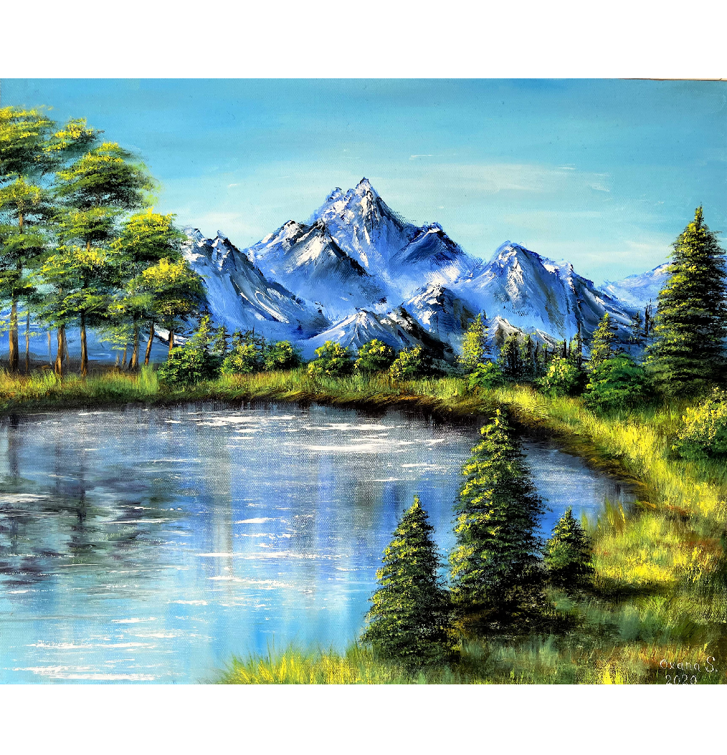 Mountain Painting Lake Original Art Landscape Wall Art 20 b | Inspire ...