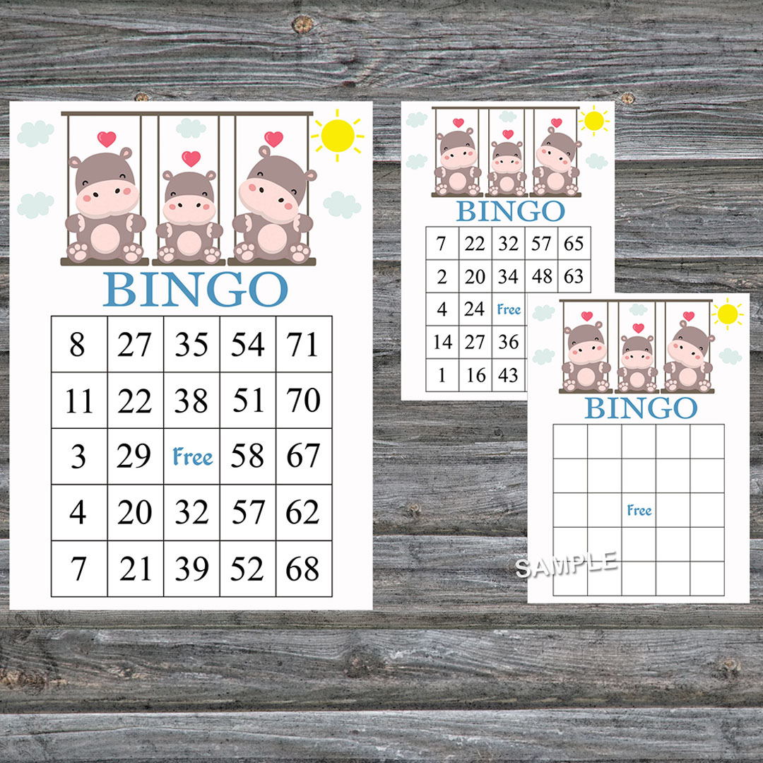 Hippo bingo cards,Hippo bingo game,Safari animals printable Inspire