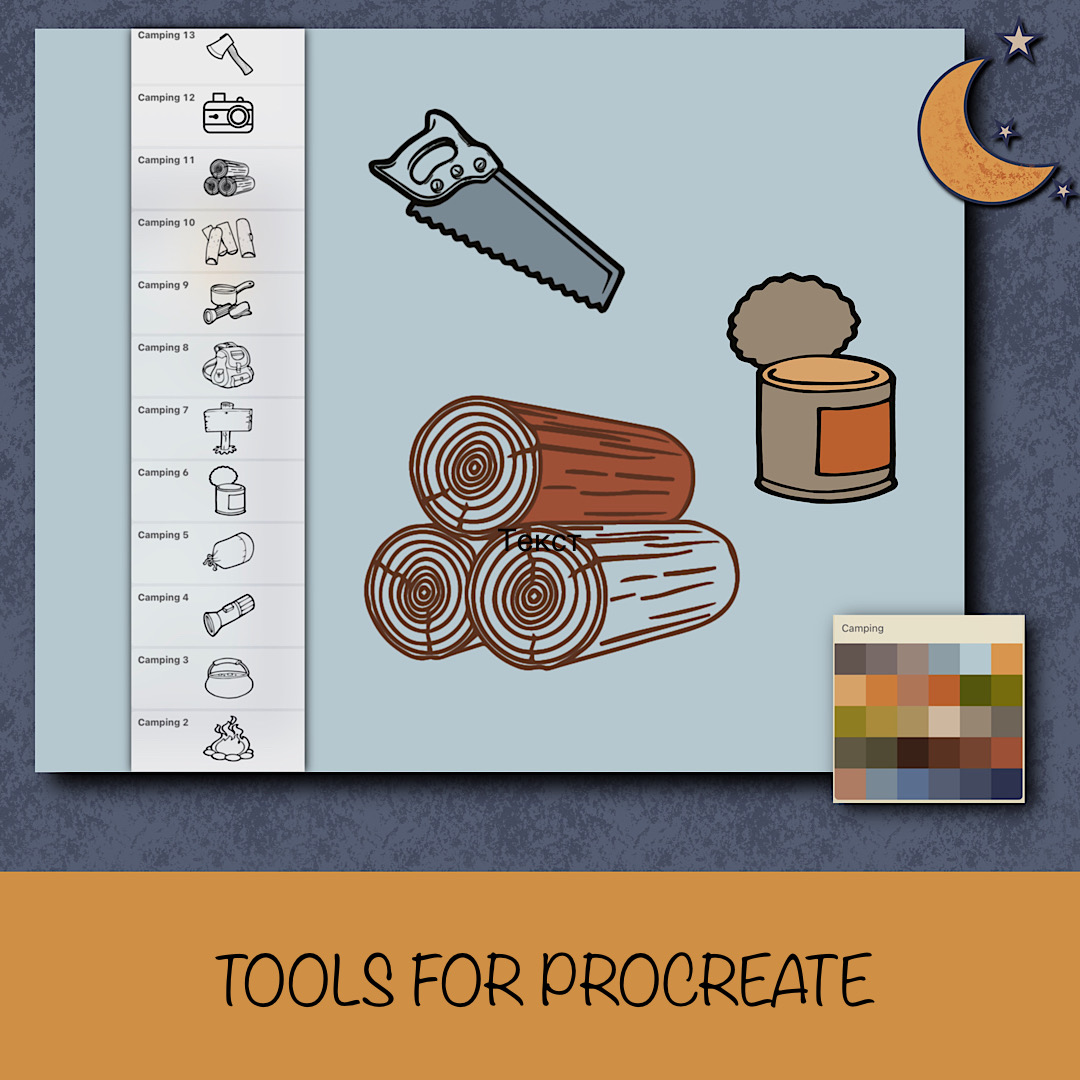 Procreate Stamps Camping Procreate Color Palette Holiday C Inspire