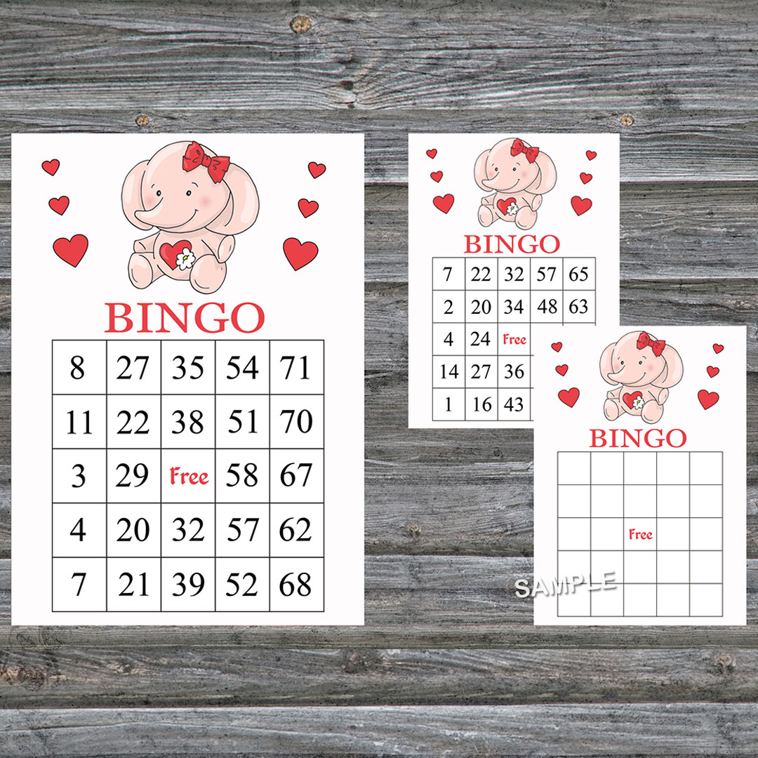 Rose elephant bingo cards,Elephant bingo game,Elephant print Inspire