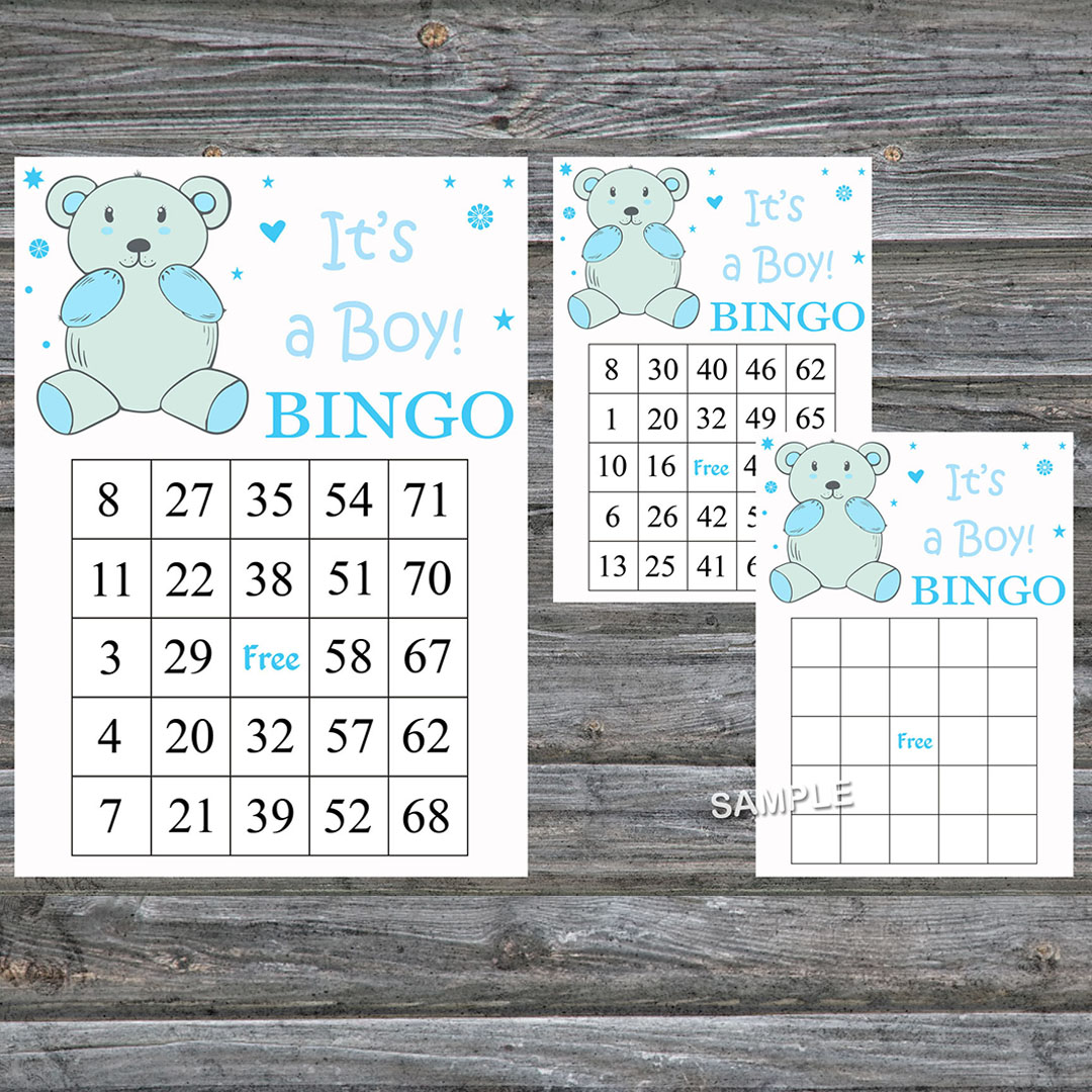 Blue Teddy bear bingo cards,Teddy bear bingo game,Woodland p - Inspire ...