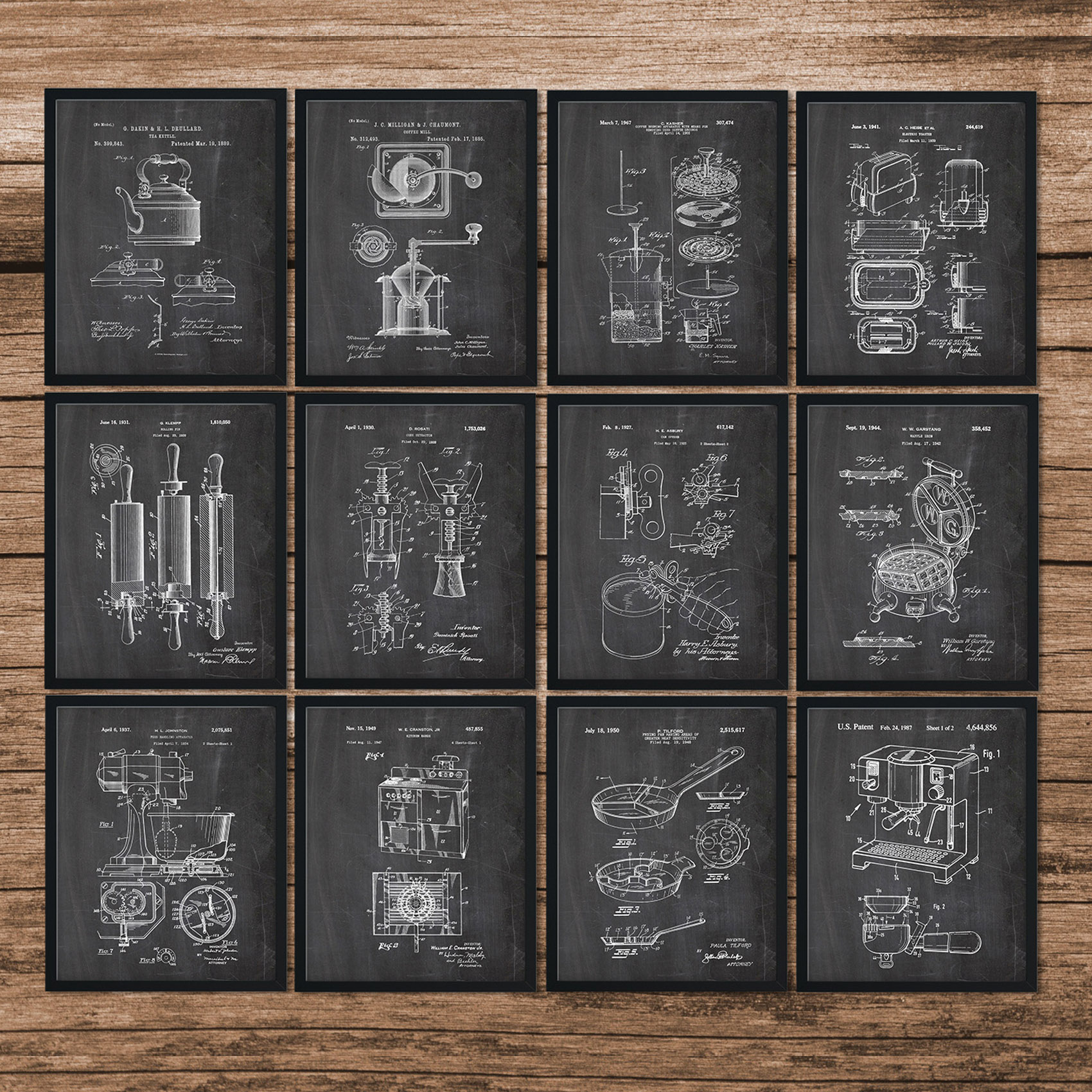 Kitchen Accessories Patent Print Set of 12, Kitchen Decor Pa | Inspire ...