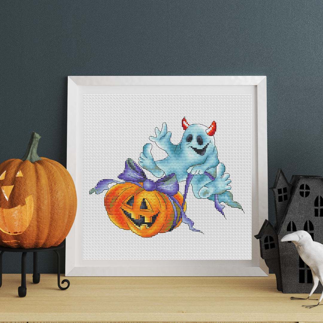 Halloween ghost cross stitch pattern PDF, pumpkin cross stit - Inspire ...