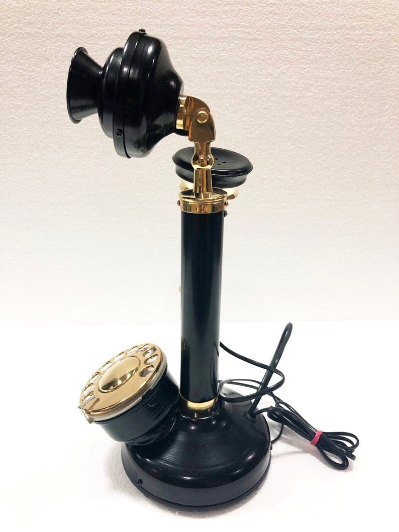 Vintage Antique Look Brass Candlestick Telephone Rotary Dial Inspire