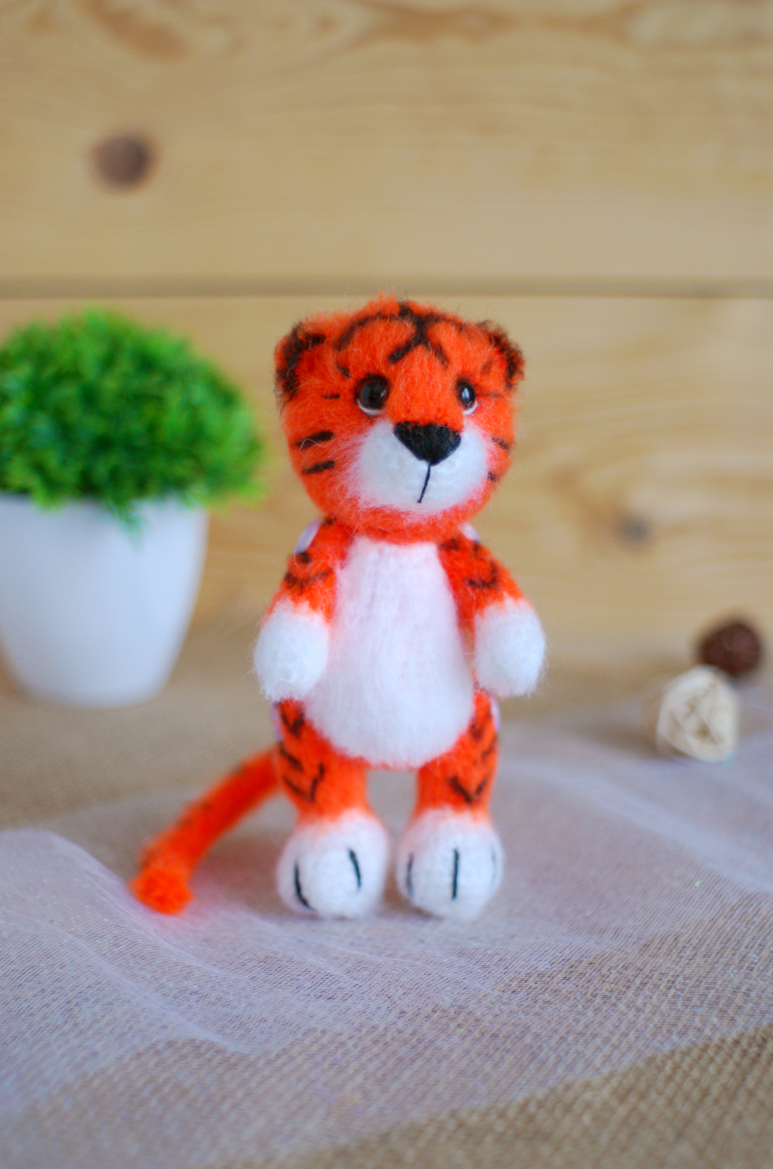 Himalayan Blooms Crochet Wooden Ring Tiger Toy