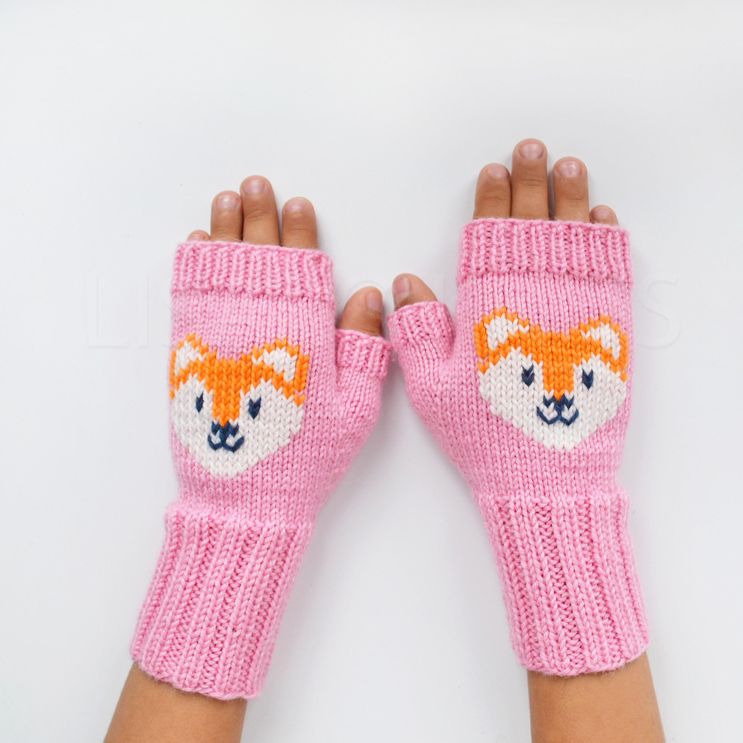 Pink Wool Finger less Gloves for kid 68 years old Inspire Uplift